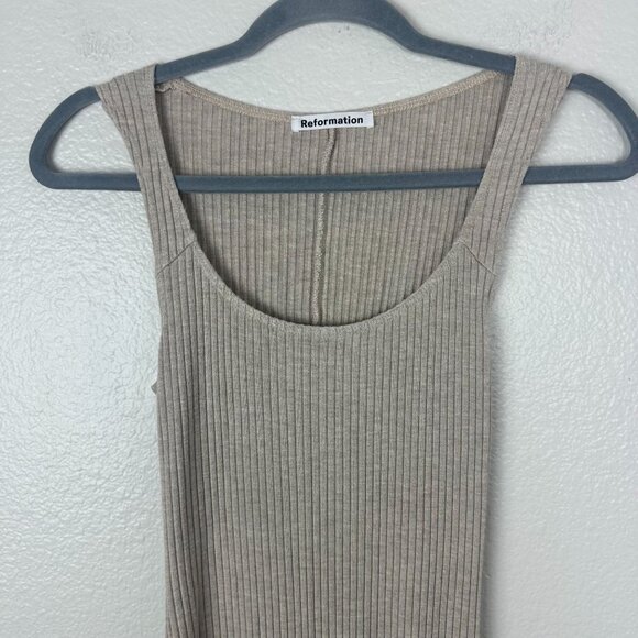 Reformation Bliss Dress XS Ribbed Knit Maxi High Sexy Slit Soft Stretchy - Picture 3 of 9